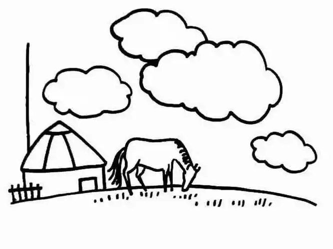 美丽的草原的简笔画