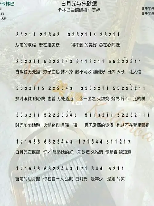 白月光与朱砂痣卡林巴琴谱完整版非原创
