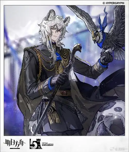 明日方舟五周年#  这次五周年,于是就画了锏,临光,塑心,闪灵,银灰五个