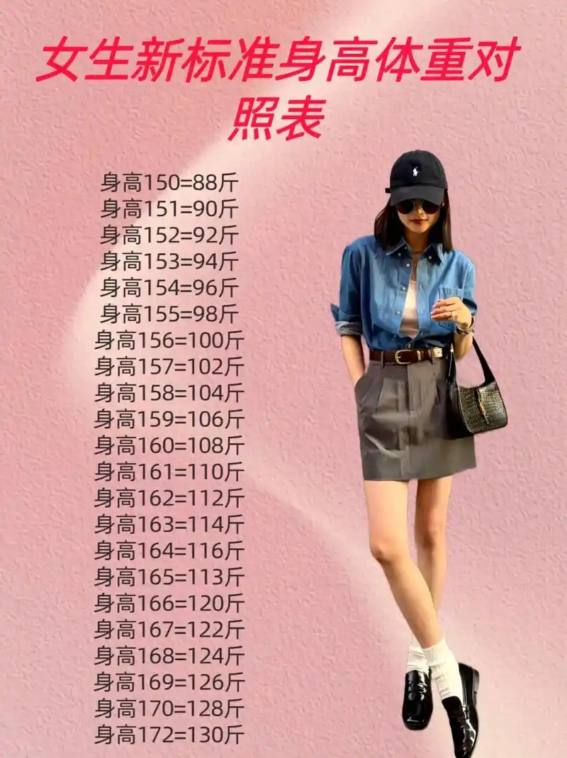 女生的身高和体重对照表… 你超标没有?