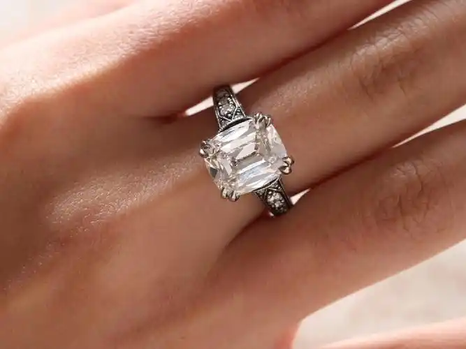 18k复古戒托定制4.62克拉igi垫形老矿切钻戒