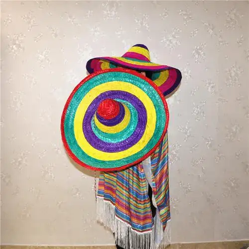 墨西哥草帽狂欢万圣节舞会表演彩色名族风情男女帽子