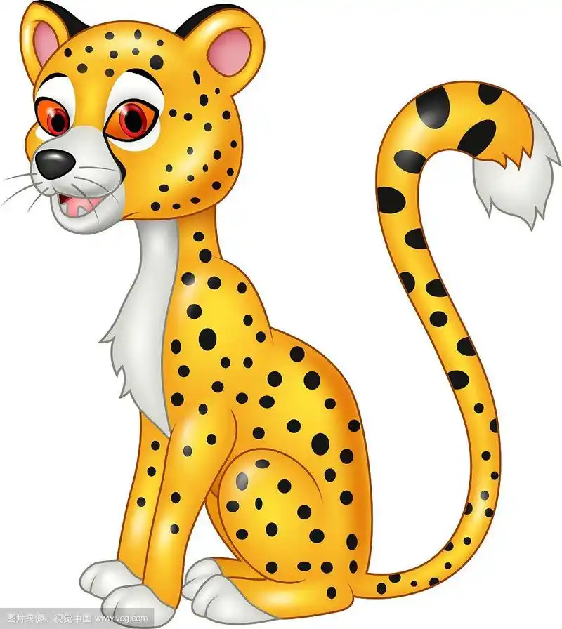 卡通滑稽的豹子独自坐着