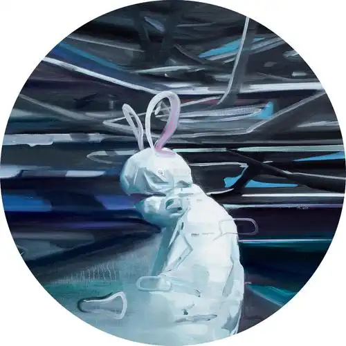 贾蔼力2009年作好运兔布面油画