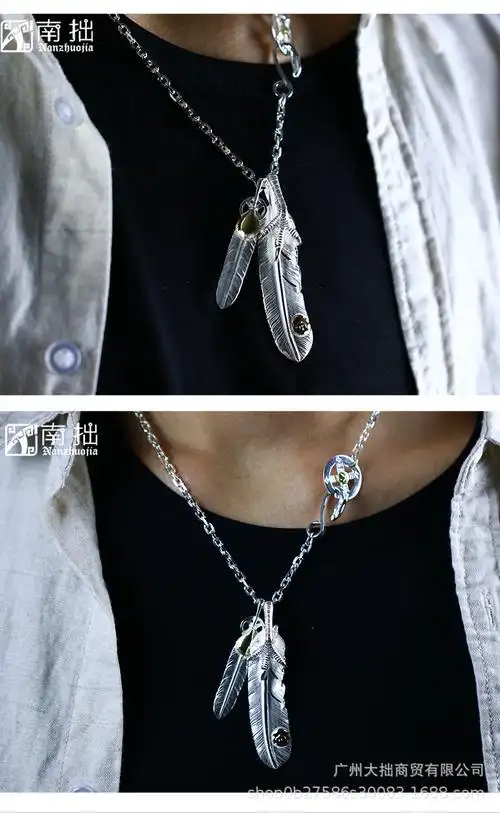 南拙手工高桥吾郎goros银爪羽毛项链925纯银男女日潮goros银饰