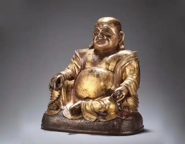 *7541 明 铜鎏金弥勒佛坐像
