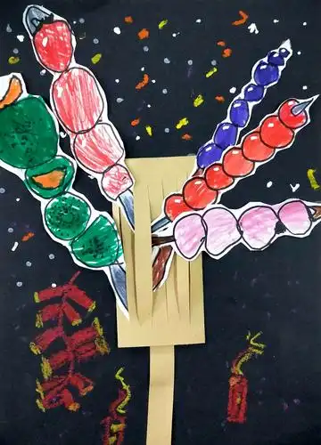 美术吕老师育硕晨光无棣校区学前美术班2019年第18次课《冰糖葫芦》