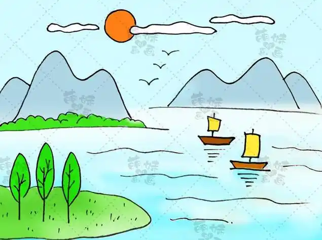 幼儿简笔画-风景篇用几根简单的线条就能画出漂亮的风景画简笔画,快来