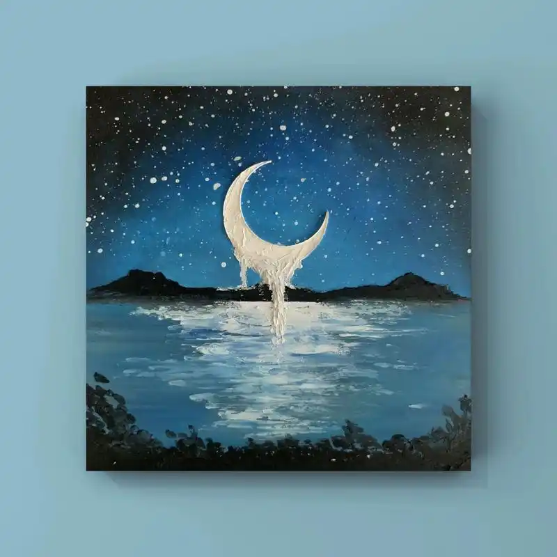 油画棒|月亮布满伤痕 还在天上发光98 月亮是生命的尺度 有时候盈