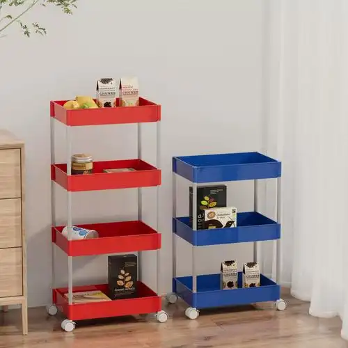 溢溢购可移动厨房浴室置物架小推车家用零食收纳架卫浴多层储物架