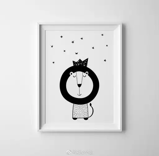 童趣可爱的小动物黑白装饰画