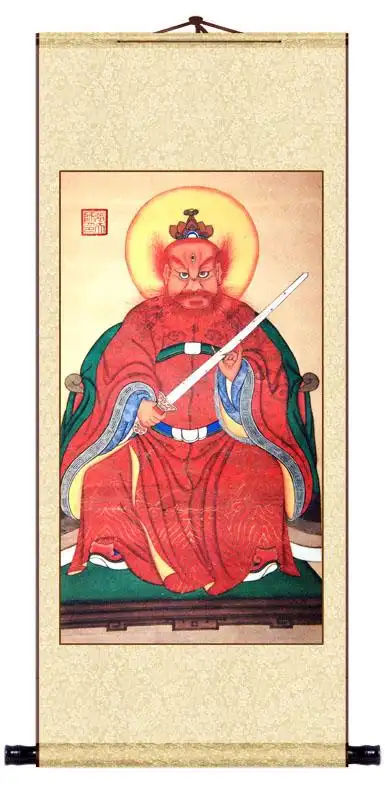 张道陵绢布丝绸正一真人卷轴画张天师画像现代装饰画