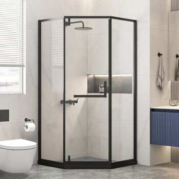浪鲸ssww钻石型淋浴房浴室干湿分离隔断洗澡卫生间玻璃平开门浴屏家用