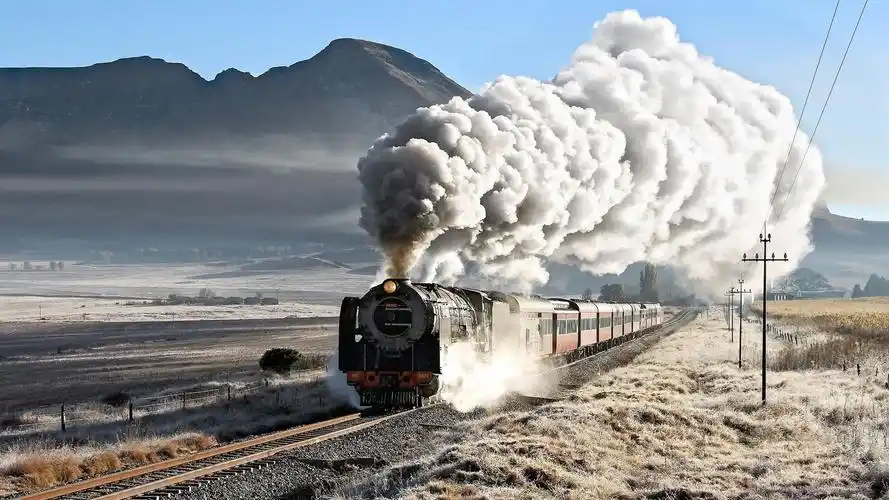 火车,铁路,烟雾缭绕,山 壁纸 - 1920x1080