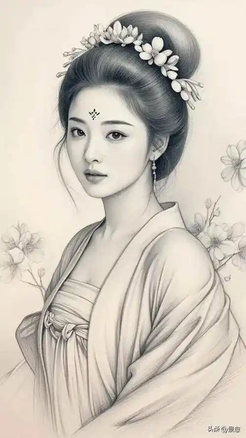 古风素描美女