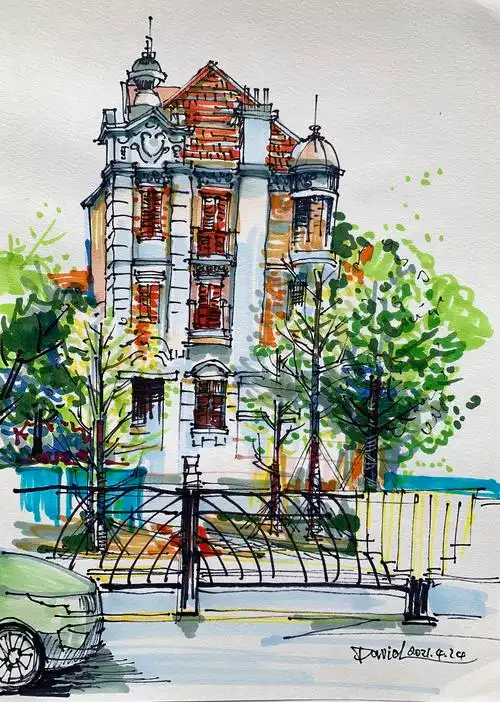 马克笔风景速写