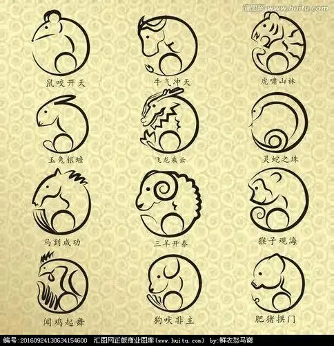 水墨简笔画十二生肖