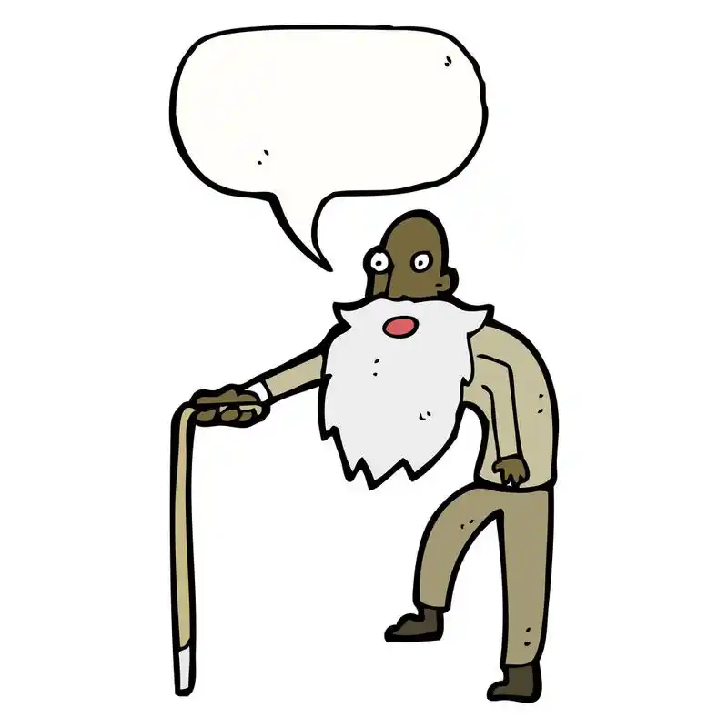 老人用拐杖,矢量,卡通老人用拐杖在白色背景上