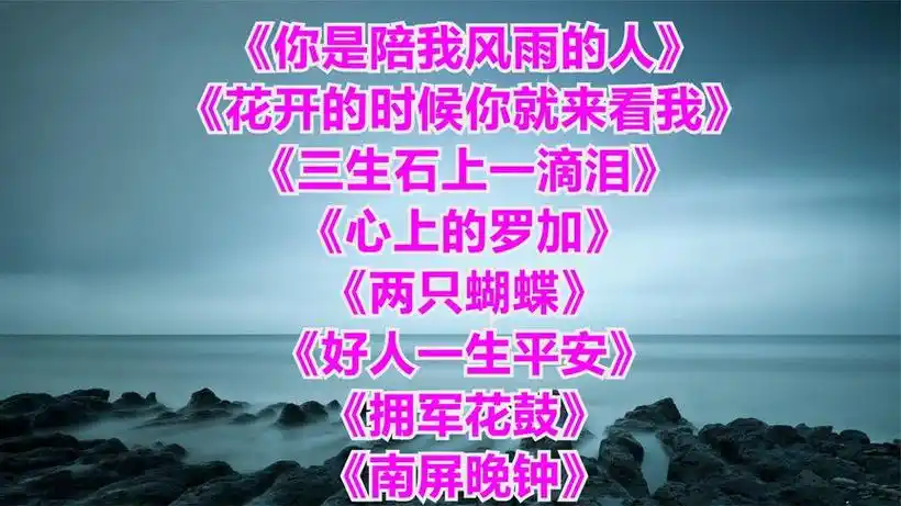 {你是陪我风雨的人}{花开的时候你就来看我}{心上的罗加}