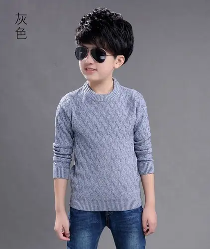 2017新款男童毛衣加厚圆领套头中大童冬季保暖打底衫儿童羊绒衫
