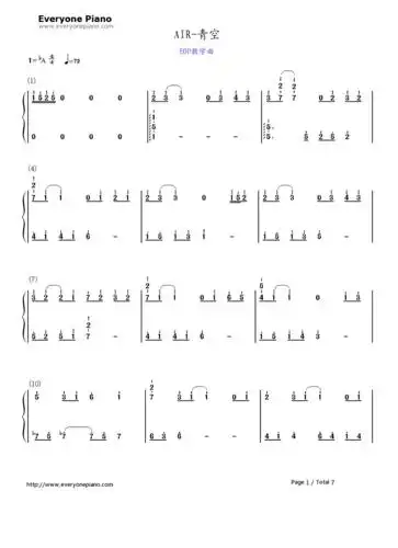 青空-《air》插曲-eop教学曲双手简谱预览1