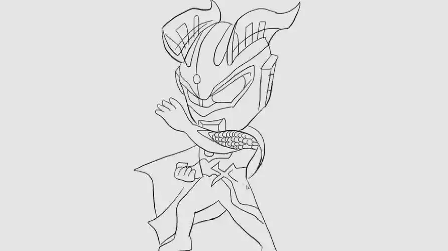 画赛罗奥特曼的简笔画,可爱的q版帅气的赛罗奥特曼儿童亲子画