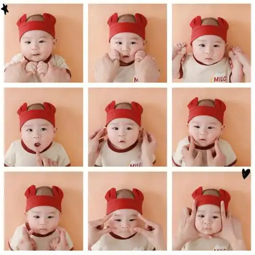拍百天照的时候一定要给宝宝拍一个表情包九宫格,太有意思了用的我的