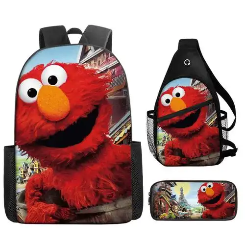 跨境新款芝麻街书包elmo木偶动画双肩包sesame street儿童背包