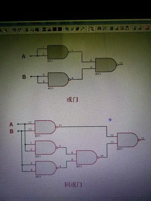 怎么用与非门实现或运算 同或运算 需要逻辑电路图