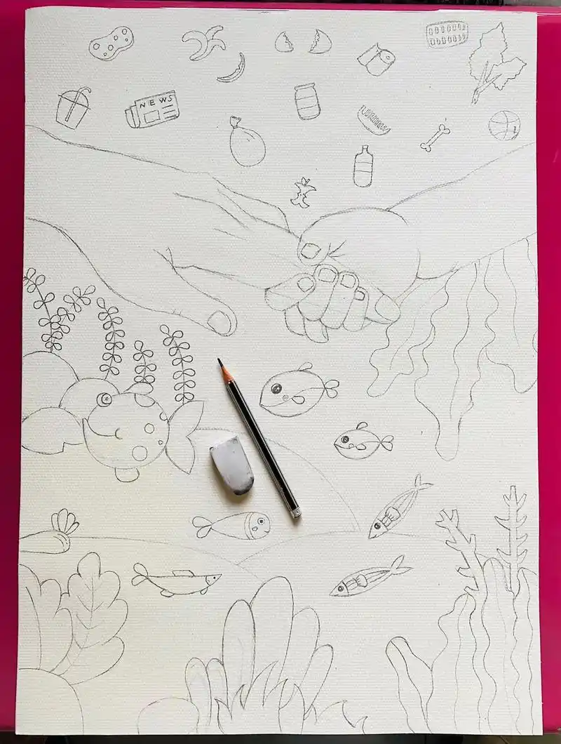 科幻画    a4    「主题   保护海洋」  #环保主 - 抖音