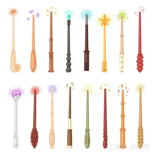 插画 魔杖矢量魔术棒奇迹幻想魔术师巫师精灵对象例证神奇的一套童话