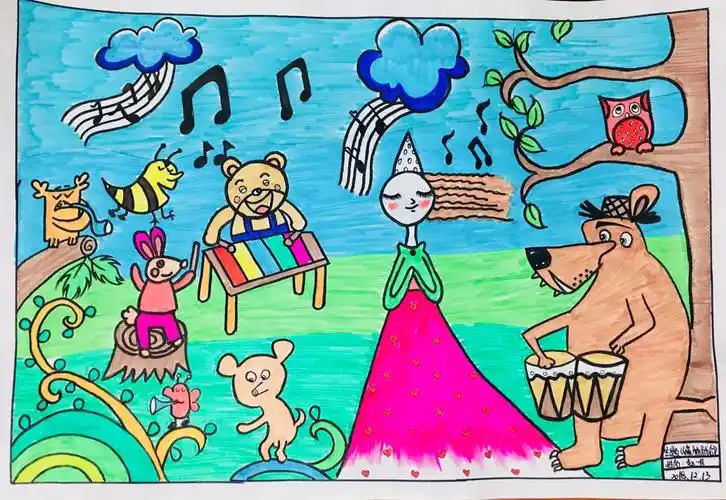 森林音乐会主题画