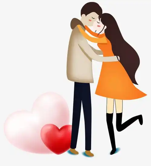 卡通手绘情侣人物插画