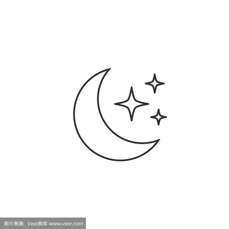 月亮和星星的图标,矢量孤立的符号