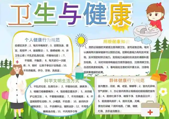 彩色卡通卫生与健康手抄报小报docx