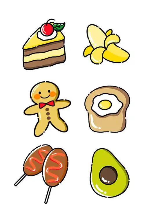 可爱卡通零食面包贴纸免抠