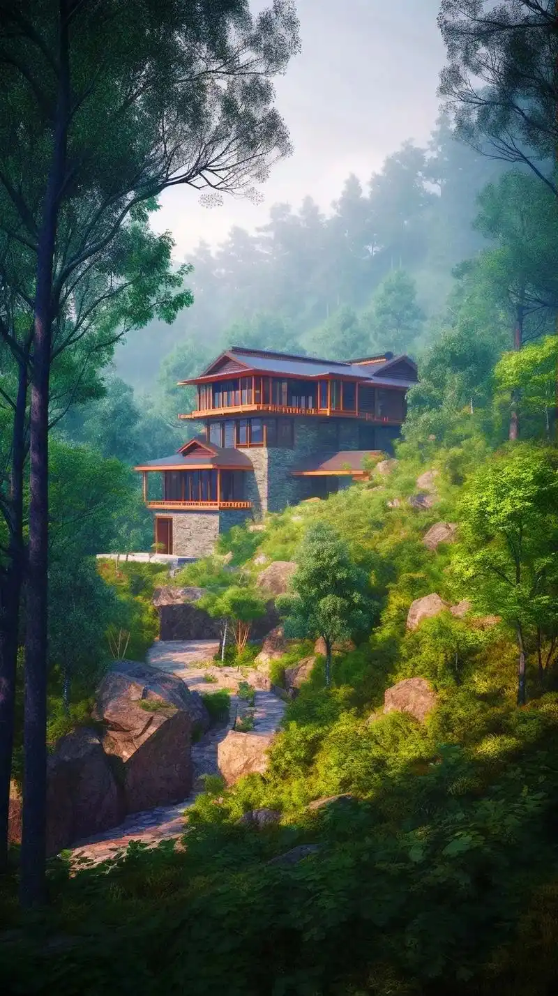 莫干山风景区.莫干山度假村,山林中的小屋,民宿,它是现代与自 - 抖音
