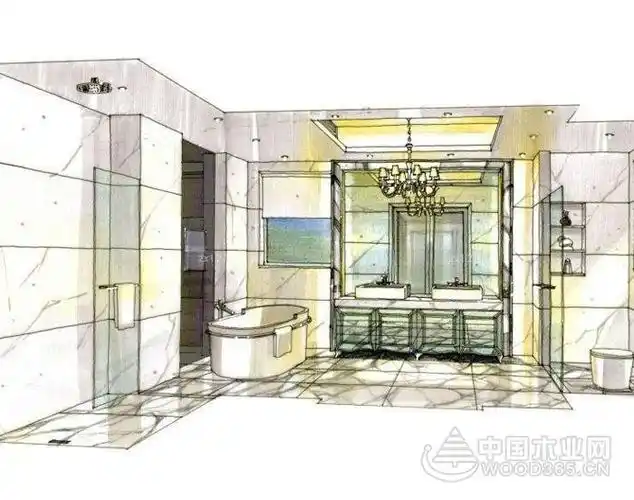卫生间手绘效果图欣赏