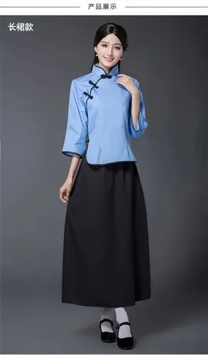 薇姬桑妮民国学生装中长裙女五四青年装民国套装演出服民国服装民国风