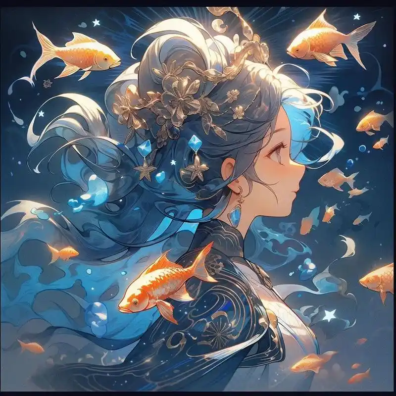 midjourney | 十二星座-双鱼女孩星座头像 咒语如下「喜欢的点下赞和