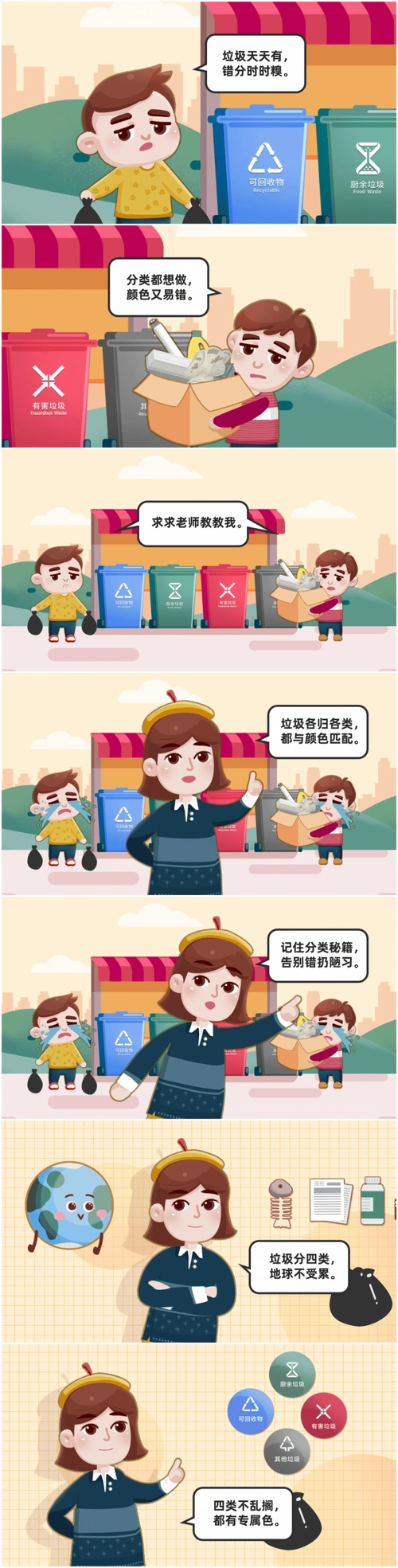 超实用的垃圾分类知识小漫画,一看就懂!_电池_生活_回收