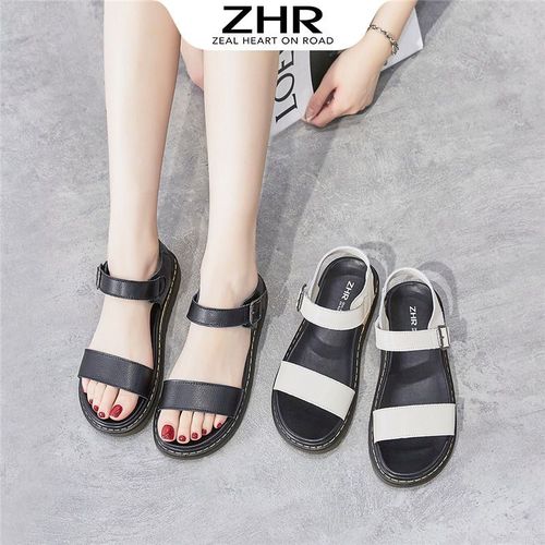 zhr真皮平底凉鞋女2024新款夏时尚外穿学生凉鞋女韩国ulzzang百搭