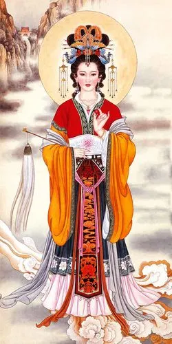 碧霞元画像泰山老母娘娘中堂对联泰安奶奶圣母国画