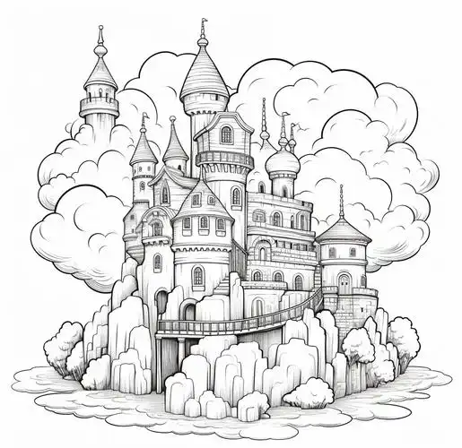 城堡四周是翠绿的草坪和盛开的花朵,四座高耸的塔楼守护着这座梦幻之