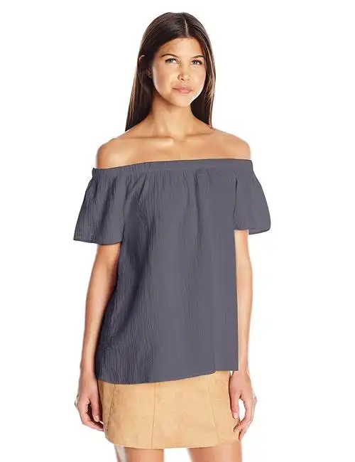 dylan 来自真正的磨砂女式轻质 gauzy 棉质连肩袖露肩上衣