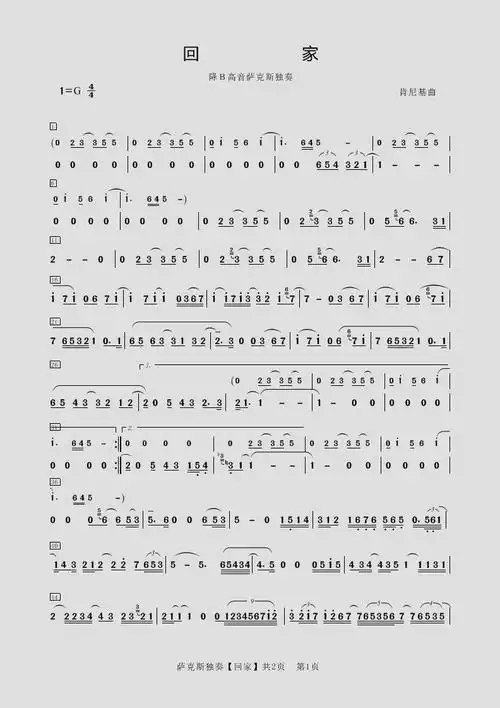 申请指导萨克斯独奏曲《回家》-制谱展评-制谱论坛-谱谱风|简谱|软件