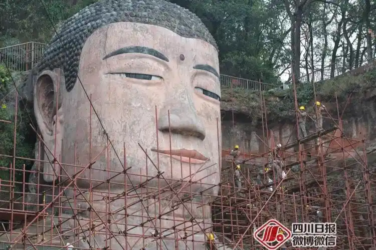乐山大佛修复结束正式出关,穿上感应皮肤小草生长都能发现