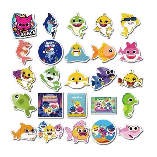 贴纸宝贝jojo朵拉汪汪队鲨鱼宝宝迪亚哥贴画鲨鱼宝宝babyshark50张