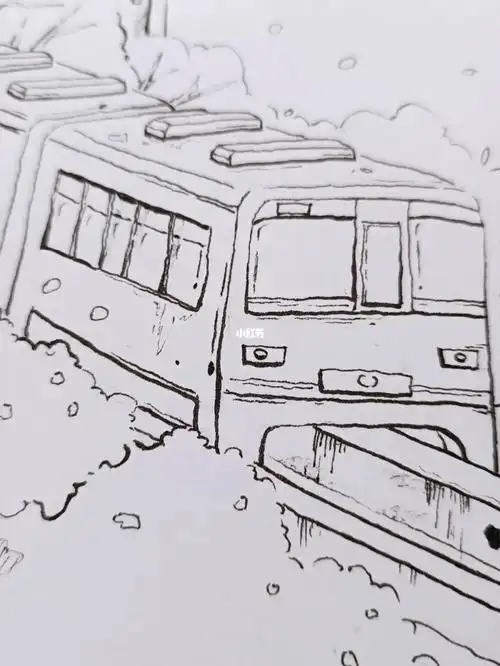 钢笔淡彩|重庆佛图关 开往春天的轻轨