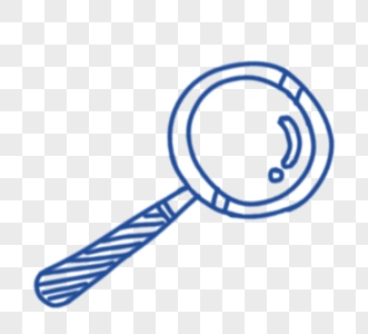 psd矢量手绘蓝色线型放大镜图片素材